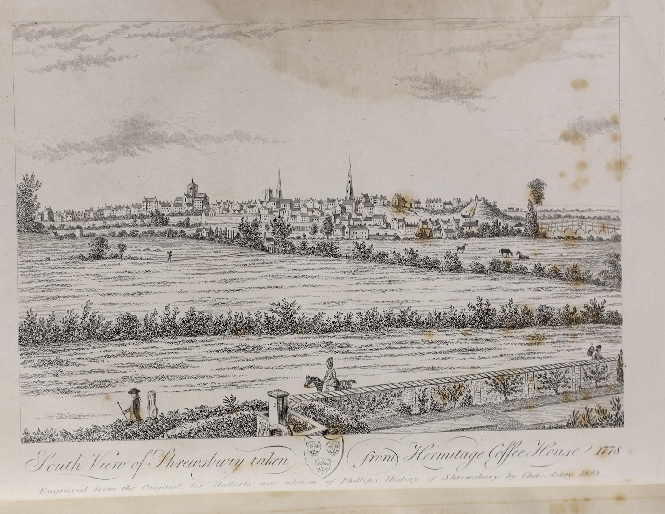 SHROPSHIRE - Phillips, Thomas and Hulbert, Charles - The History and Antiquities of Shrewsbury, including The History and Description of the County of Salop, 2 vols, 4to, calf, with map and 31 plates, spotted throughout,